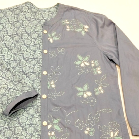 Multi-Blue Reversible Embroidered & Appliquéd Jacket - Picture 1 of 17